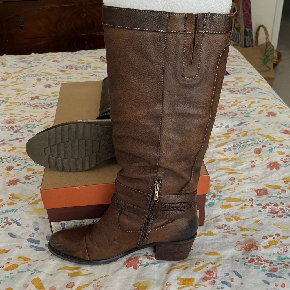 Pikolinos 9.5-10 Womens Brown Leather Knee-High Boots Super Comfy Used-Good - Picture 2 of 10